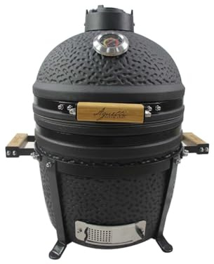 Pentole Agnelli BABBQC - Barbacoa Kamado de cerámica refractaria negra, compacta, profesional