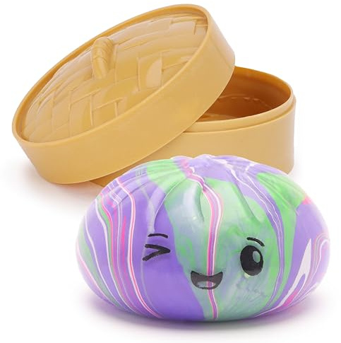 Toyland® Marmordesignade Squishy Bao Dumpling Sensoriska Fidgetleksak med Plastånglåda - Klemleksaker för barn - Åldrar 3+