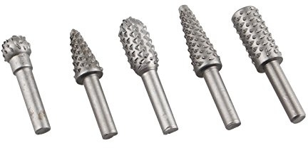 HALJIA 5 Piece Rotary File Rasp Carbide Burrs Set Wood Carving Bits for Grinding, Polishing, Carving, Trimming Chamfering Hollowing Sloting of Plastics Rubbers Metals Soft Material