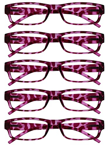 OPULIZE Die Lesebrille Unternehmen Rosa Schildpatt Wert 5er-Pack Leicht Herren Frauen RRRRR32-4 +2,00