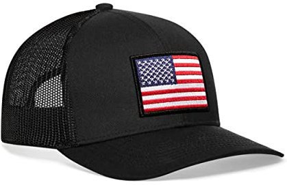 HAKA Baseballkappe mit amerikanischer Flagge, Trucker-Mesh, Schwarz, Einheitsgröße