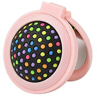 Fliyeong Mini specchio portatile pieghevole per capelli pettine colorato rotondo da viaggio Airbag massaggio con spazzola rosa durevole e pratico