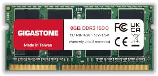 [DDR3 RAM] Gigastone Laptop RAM 8GB DDR3 Ram 8GB DDR3-1600MHz PC3-12800 CL11 1.35V SODIMM 204 Pin/Polig Ungepuffert Nicht-ECC Computer Speicher RAM (Nur Notebook/Laptop)