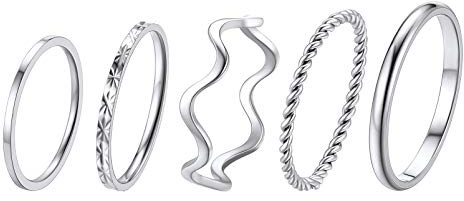 PROSTEEL Stackable Stacking Rings For Women Stainless Steel Band Knuckle Midi Finger Ring Set Cute Dainty Rings