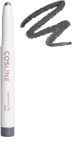 COSLINE Eyeshadow, Lidschattenstift, Grau 302, Matter grauer Eyeshadow, Langanhaltende Formel, Stick mit cremiger Textur, Wischfest, Made in Germany