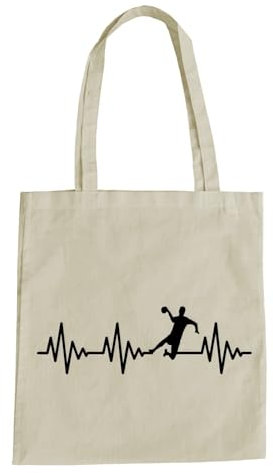 Herzschlag Handball Baumwolltasche - Ekg Handballer Handballspiel Sport Werfen Natural