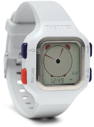 TIME TIMER Watch – Visueller analoger und digitaler 12-Stunden- oder 24-Stunden-Countdown-Timer für Kinder zum Lernen,Testen Workout-Tracker (Arktisches Weiß)