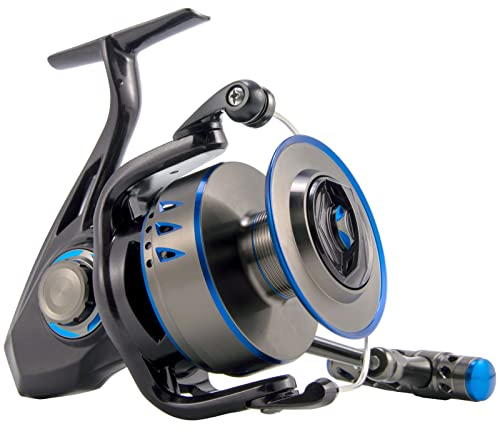 Dr.Fish Poleax Salzwasser-Spinnrolle, IPX6 wasserdicht, versiegelte Kohlefaser-Zugkraft, max. 25 kg, 168 Stunden Salzsprühtest, 7+1 Edelstahl-Kugellager, strapazierfähig, Offshore 12000