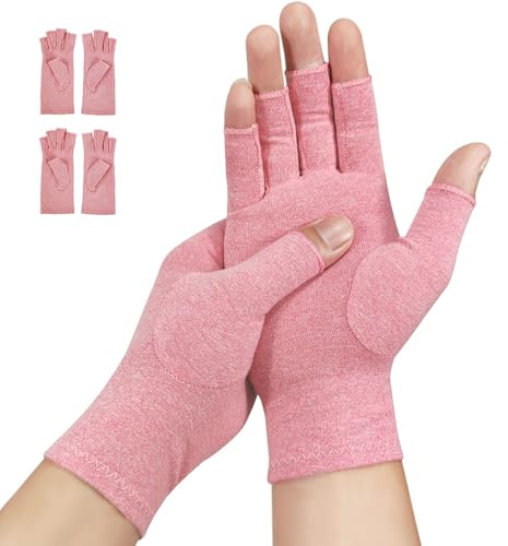 Donfri Fingerlose Arthrose Kompressionshandschuhe, Größe L (2 Paar) | Elastische Kompression, Gelenkunterstützung, Doppelnähte, Ergonomische Passform, Atmungsaktiv, Büro, Alltag, Gaming, Sport