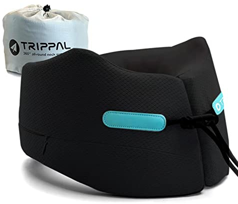 Joscoal Nackenkissen Reise, Komfort Nackenkissen Flugzeug Auto-Kopfstütze Luxuriös Flugzeug Kinnstütz Travel Pillow Memory Foam Stützfunktion Ideal für Reise Büro Autos Bus Zug (Größe S, Schwarz)