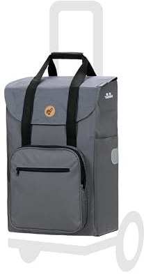 Andersen Einkaufstrolley Ersatztasche - 45 Liter - mit Kühlfach | Seiten- & Fronttasche - Tragegriff - extra Innenfach - wasserabweisend - Reflektoren - faltbar - Wismar silbergrau