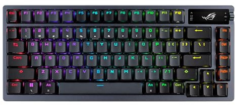 ASUS ROG Azoth 75 % Wireless DIY Custom Gaming Keyboard, OLED Display, Gasket-Mount, Three-Layer Dampening, Hot-Swappable Pré-lubed ROG NX Blue Switches & Keyboard Stabilizers, ABS Keycaps, RGB-Black