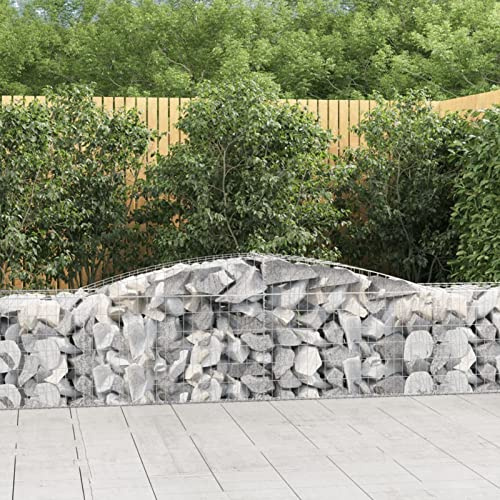 ZEYUAN Gabionen mit Hochbogen 2 STK Gabionenkörbe, Gabionen Hochbeet, Steinkorb, Gabionengitter, Drahtkorb Für Pflanzen, Kräuterspirale Für Garten, 400x50x60/80 cm Verzinktes Eisen