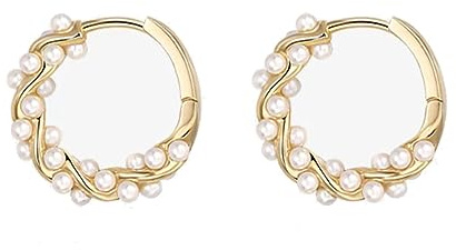 Pearl Chunky Gold Hoop Earrings For Women Trendy Sterling Silver Twisted Hoop Earrings