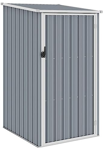 KOIECETA Gerätehaus ohne Boden Geräteschuppen Garten Schuppen Gartenhaus Gartenschrank Geräteschrank Grau 87x98x159cm Verzinkter Stahl