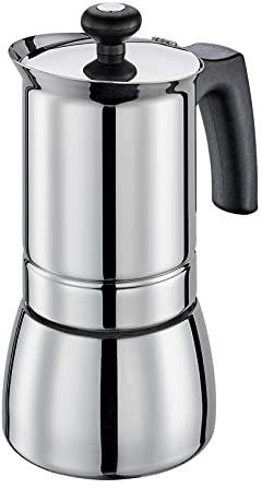 Espressokocher TOSCA 4 Tassen Kaffeebereiter Mokkakanne Induktion Silber cilio