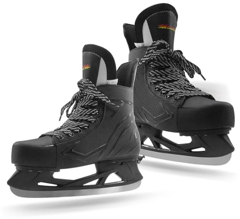 WELLWON Adjustable Ice Hockey Skates for Outdoor and Rink, Recreational Ice Skates, Fitness Hockey Skates Fun Ice Skating Shoes with Soft Padding and Reinforced Ankle Support