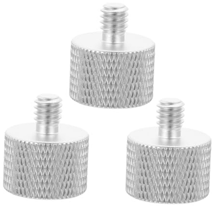 3 Stück Mikrofonstativ Adapter Schrauben 5/8 Zoll 1/4 Zoll | Aluminiumlegierung, Silber, Glatte Runde Kanten, Zubehör für Mikrofon und Kamera, Kompakte Ausführung
