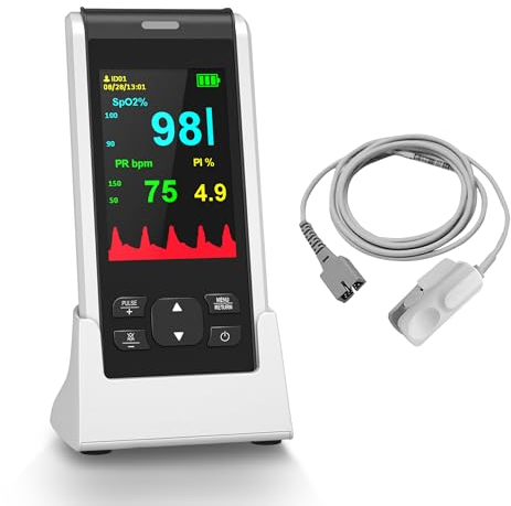 Oxímetro de pulso recargable para la punta del dedo,oximetría de pulso de mano,monitor de saturación de oxígeno en la sangre del dedo con SpO2 y frecuencia del pulso,medidor de oxígeno portátil