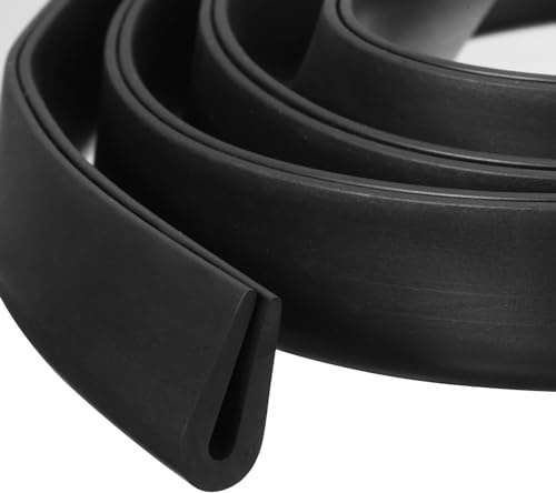 sourcing map U Channel Edge Trim, 3 m L for 2.5-3mm Edge, 8x18mm(WxH) Black | Rubber Guard Seal Strip Edge Protector,Round Type Fit