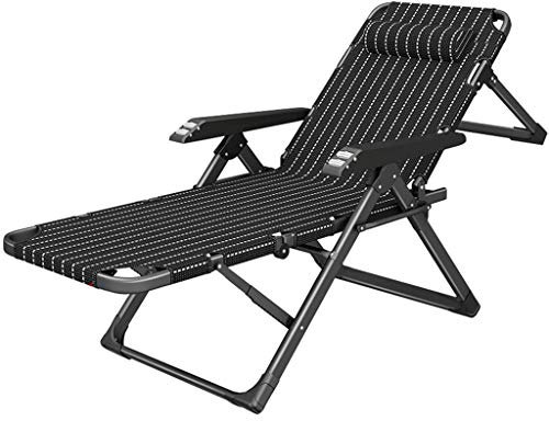 Sunloungers Folding Patio Lounge Chair for Adults | Reclining Office Chair with Footrest and Headrest | Outdoor Deck Chairs Zero Gravity Recliner Chair Living Room Balcony, Black Stripes
