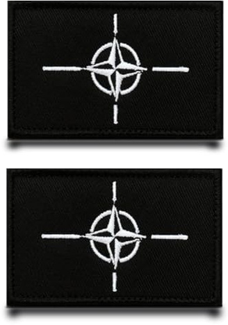 2 stycken NATO-Nordatlantiska flagglappar, kardborreband, taktisk militär lapp, patch med kardborreband, airsoft patch för jacka, kardborreband, väskor, märken, ryggsäckar, taktiska kläder