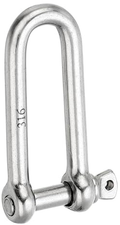 PATIKIL Screw Pin Shackle 8mm 5/16 1102lb, 316 Stainless Steel Forged Long D Shackle Marine Grade for Chains Wire Rope Outdoor, Silver