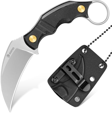 NedFoss Neck Knife VULTURE, 6CM 14C28N Stahl FULL TANG Outdoor Messer Survival mit G10 Griff & Kydexscheide, Mini Messer feststehend in Geschenk-Box für Sammlung, Camping