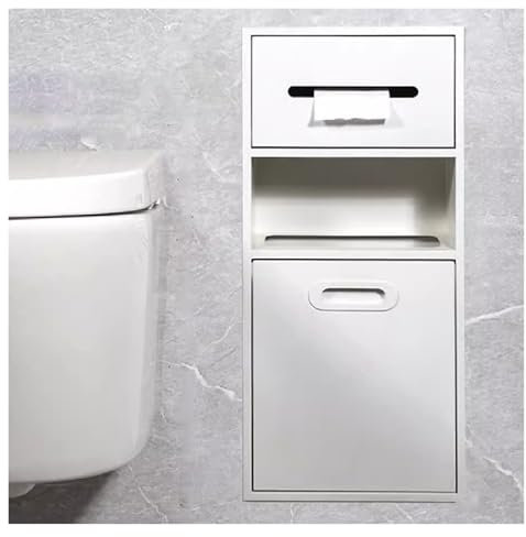 Stainless Steel Shower Nich, Recessed Shower Storage Stand, Toilet Paper Holder Shower Niche With Door For Hotel Residential Bathroom Shower Room(White-A)