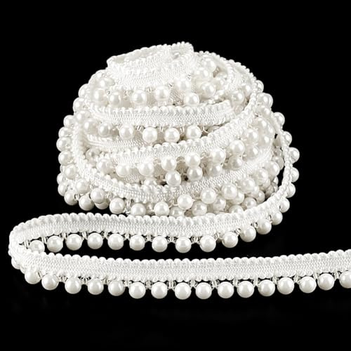 PH PandaHall 5 Yards Kunstperlen Spitzenband 1/2 Zoll (13mm) Applikation Perlenfransen Bastelband Zum Nähen von Hochzeiten Kleidung Basteln Kostümen Lampenschirmen