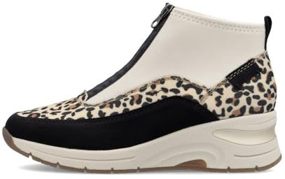 Rieker N9362 wedge heel sneaker boots with zip fastening (Leopard, UK Footwear Size System, Adult, Women, Numeric, Medium, 5)