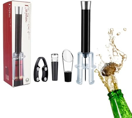Ensemble ouvre-bouteille de vin rouge – Kit décapsuleur avec bouchon sous vide | Ouvre-bouteille manuel durable et pratique pour la maison, les fêtes, les pique-niques en plein air