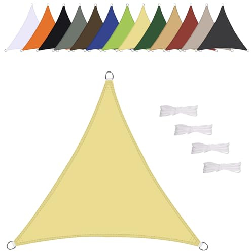 Sonnensegel Wasserdicht Dreieck gleichseitig 1.6x1.6x1.6m Wetterschutz Sonnenschutz PES Polyester mit UV Schutz für Terrasse Balkon Garten-Beige