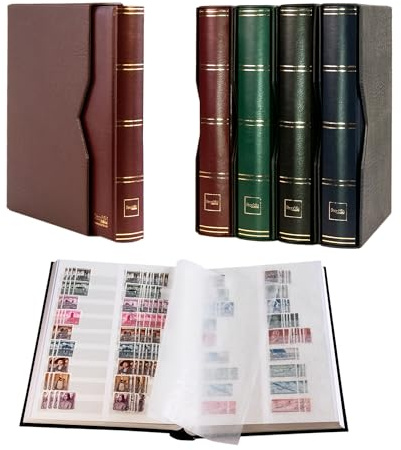 Prophila Collection Álbum de sellos con 64 páginas blancas, acolchado con cassette marrón