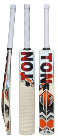 SS Ton Super Kashmir Willow - Mazza da cricket in salice super grado 4, essiccato all'aria, 1140-1200 g, bordi concavi TON massicci