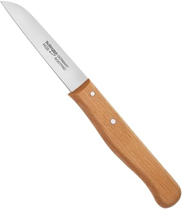 Solingen Holzgriff Gemüsemesser I 8 cm Klingenlänge I rostfreier Edelstahl I Griff aus Buchenholz mit Stiftnieten I Schälmesser I Küchenmesser I Made in Germany I Serie LOOK
