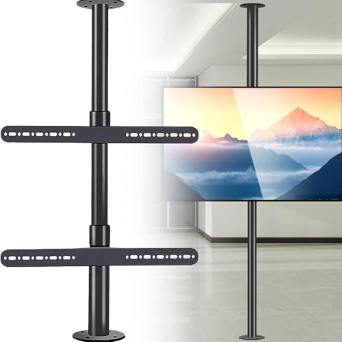 Drehbarer Bodenständer, 360° drehbar, neigbarer Decken-TV-Halterungsständer, Trennwand-Drehgestell, drehbarer TV-Schrank, drehbare Basis, für 37-75-Zoll-LED-Bildschirm,135cm
