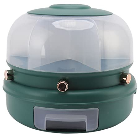 ANKROYU Stackable Rotating Grain Storage Container 6 Grids Rice Dispenser Kitchen Organizer Premium PP Material 29x23cm Space Saving Food Container for Countertops Pantry (Dark Green)