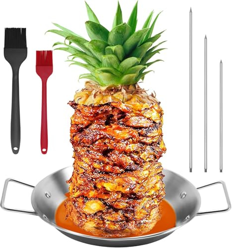 Stainless Steel Kebab Plate, Vertical Meat Skewer Grill Rack Stand with 2 Brushes and 3 Removable Sizes (8-in, 10-in, and 12-in), Grill Rack Stand for Steak, Chicken, Fish, Turkey Kebab