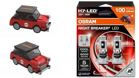 Osram Night Breaker H7 LED SPEED 12V 16W 6000K Straßenzulassung - Jubiläums-Edition - 100 Jahre Inklusive Baustein Mini Auto