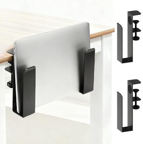 Soporte ajustable para ordenador portátil, soporte para ordenador portátil, soporte de metal para colgar, abrazadera lateral, organizador de portátil, sin perforaciones, con silicona resistente a los