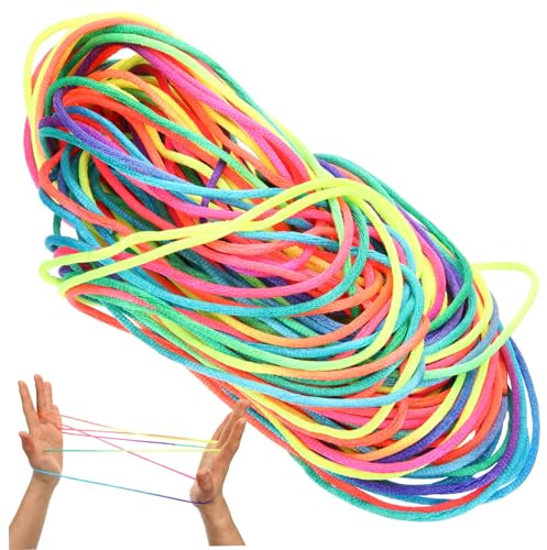 BCOATH 20 pcs Rainbow Color Finger String Soft Stretchy Cats Cradle Game for Sensory Hand Coordination Creative Interactive Play Activity