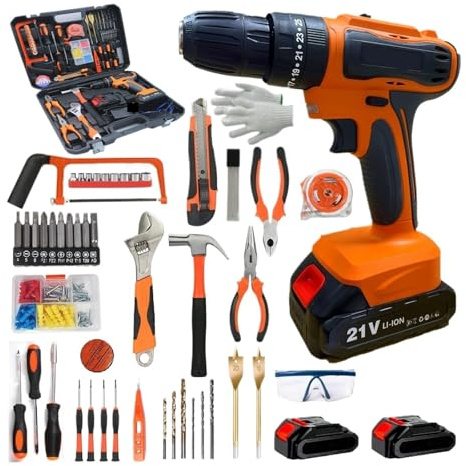 Trapano Avvitatore Elettrico A Batteria Da 21 V, 25+3 Impostazioni Di Coppia, 2 Velocità, Set Utensili For A Ricaricabile, Cacciavite Robusto E Facile Da Usare