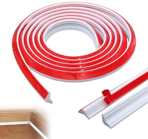Flexible Zierleisten Selbstklebend Deckenleisten, 6M TPE Dreieck Zierleiste Decken und Wandübergang 12mm*9mm Dreikantleiste für Fliesen Küchenarbeitsplatte Wandkanten (Weiß)