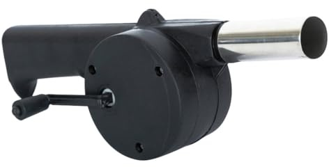 GLEAVI Soffiatore a Manovella per Barbecue Portatile, Ventilatore Manuale per Grigliate All’aperto, Attrezzatura da Cucina da Campeggio Compatta e Resistente in Metallo e Plastica