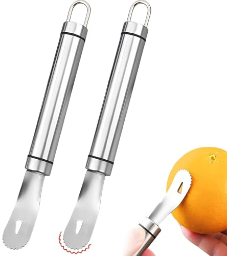 2 Stück Orangenschäler,Apfelsinenschäler,Edelstahl Zestenreißer,Mandarinen Schäler,Zestenschneider,Mandarinenschäler,Ideal Für Mandarinen Und Orangen,Kleine Größe,Mit Griffmulden Und Schälhilfe