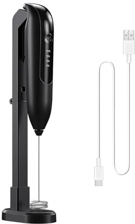 LuminaVerde elektrisk mjölkskummare, mjölkvisp, USB-mjölkskummare, visp, elektrisk mjölkskummare med 3-stegs LED-display