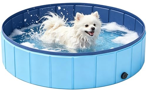 VEEKAY Hundepool Faltbar,80 x 20CM Hundepools für Kleine,Mittelgroße,Zusammenklappbarer Robuster Wasserdichter Schwimmpool für Kleine,Schnelle Entwässerung,Anti-Rutsch Badewanne
