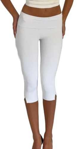 Lshyuehao Women's Capri Pants 3/4 Length Pants Y2K Low Rise Flared Pants Stretch Lounge Yoga Athletic Cropped Pants Bell Bottoms