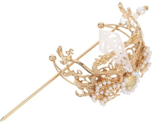 Happyyami Chinesische Haarstäbchen Hanfu Haarnadel Antike Haarkrone Vintage Haarspange für Hochzeiten und Fotoshootings Chinesischer Haarschmuck mit Stab